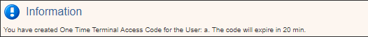 Example of the message after generating the SMS code