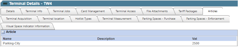 Articles in a CWT terminal