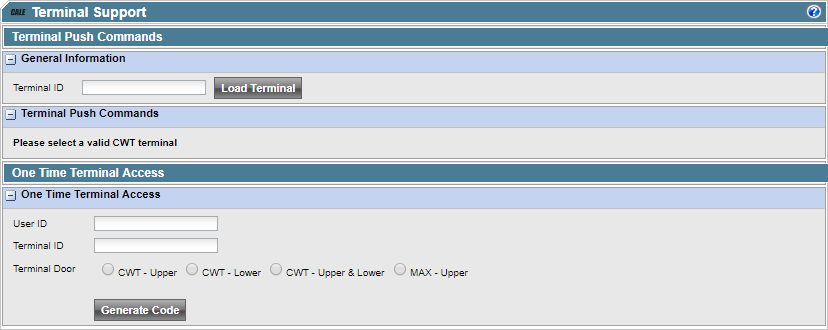 Terminal Support Page