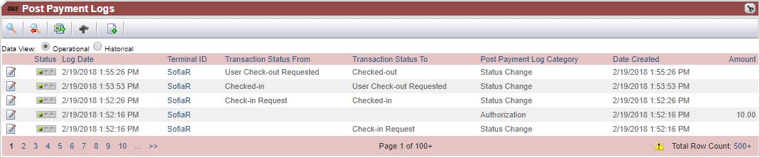 PostPayment Log filtered