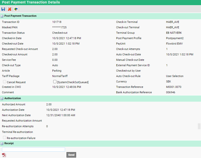 Post Payment -Transaction details