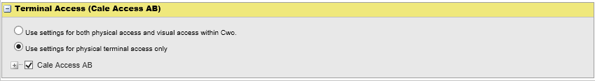 User Role -Terminal Access section