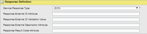 Figure 4, Create a Service Provider - step 3 - Response definition JSON