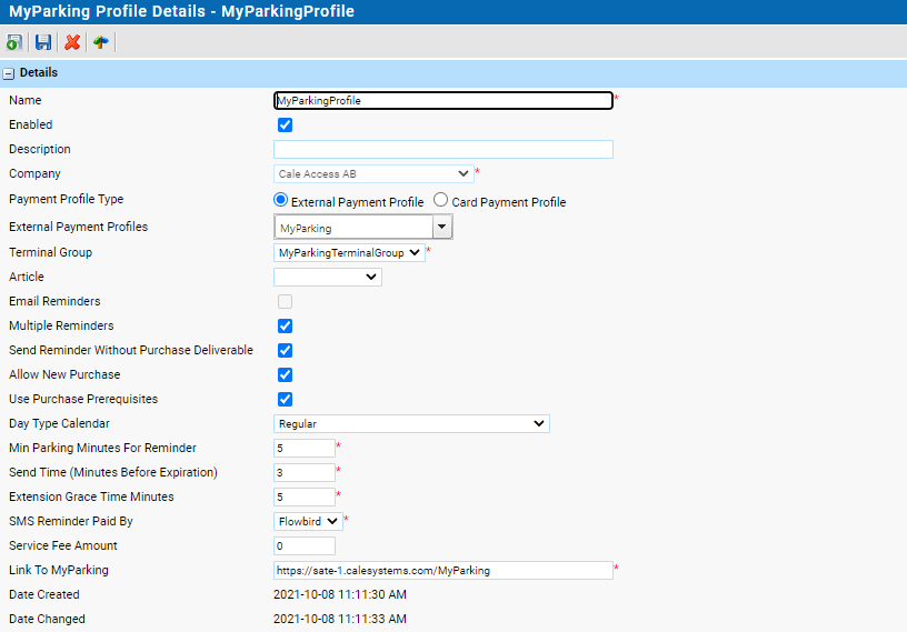 MyParking Profile - details