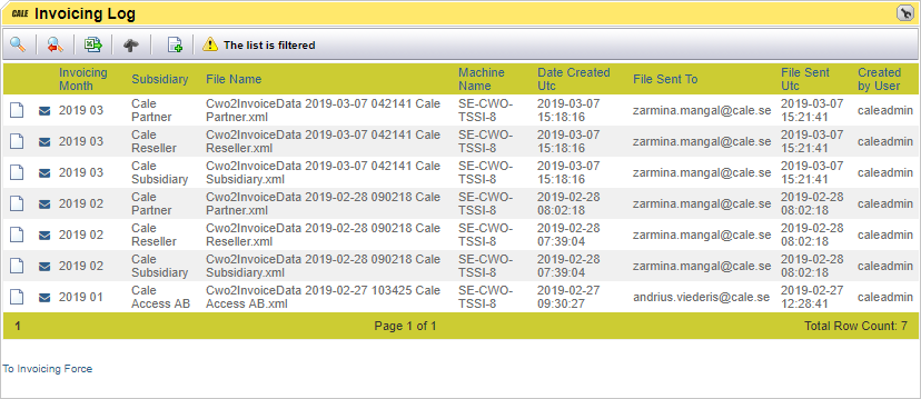 Invoicing Log