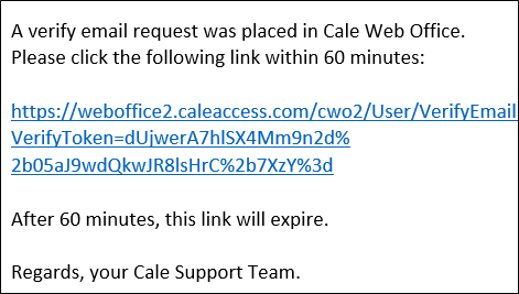 Verification email