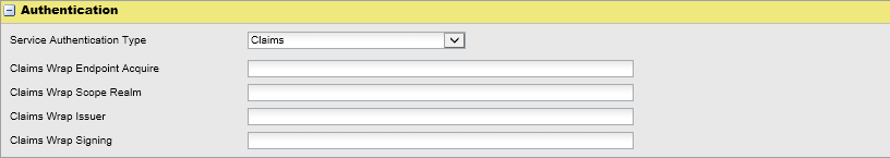 Figure 18, Create a Service Provider - step 4 - Claims Authentication