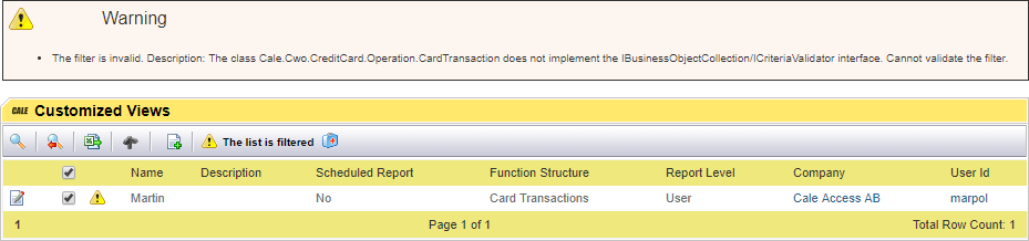 Validate customized views