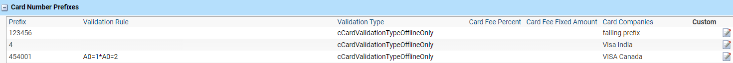 Terminal - Card Prefix