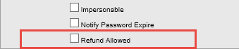 User Account - refund checkbox