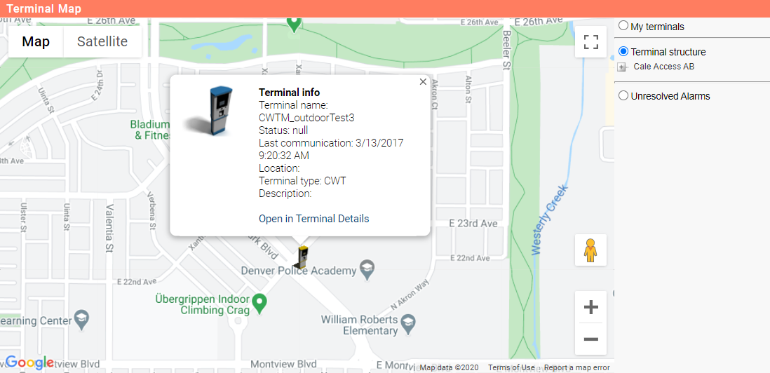 Terminal Map - Terminal pop up