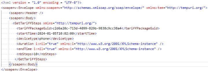 TariffSteps API request