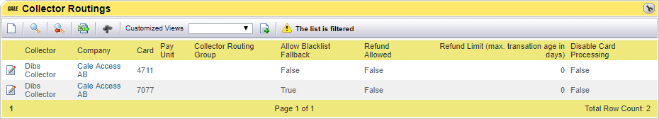 A VISA card (4711) and a Fleet card (7077) for Dibs Collector for NON EMV terminals. Blacklist fall-back is allowed for the fleet card.