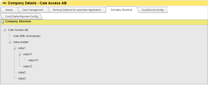 Displaying all the child companies for Cale Access AB