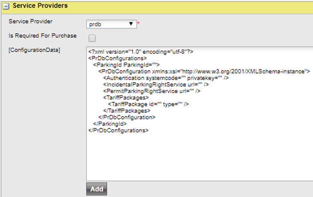 Service provider config