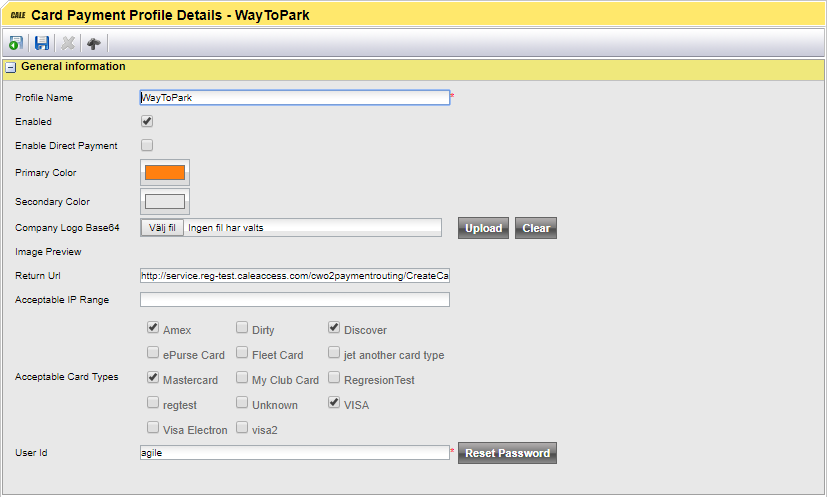 Card Payment Profile Details