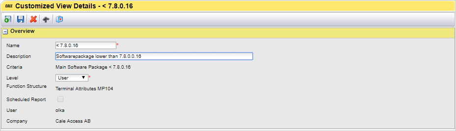 Customized view details