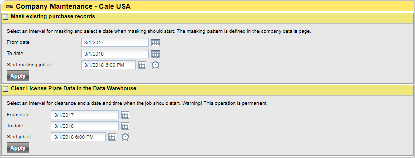Company Maintenance