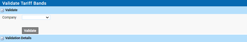 Tariff band Validation step 1