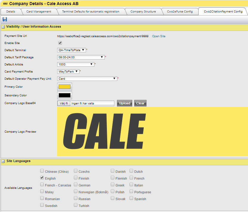 Citation Payment tab