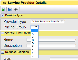Pricing Group Drop-down