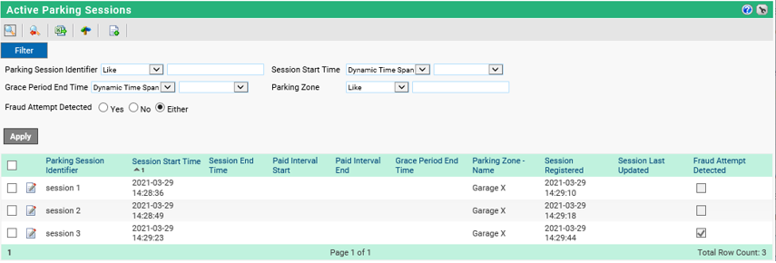 Parking Sessions