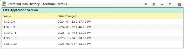 Terminal Info History Pop-up