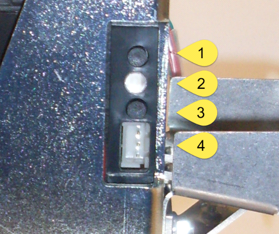 Figure 14,  Status indicator and buttons.