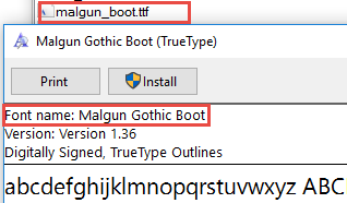 font name example