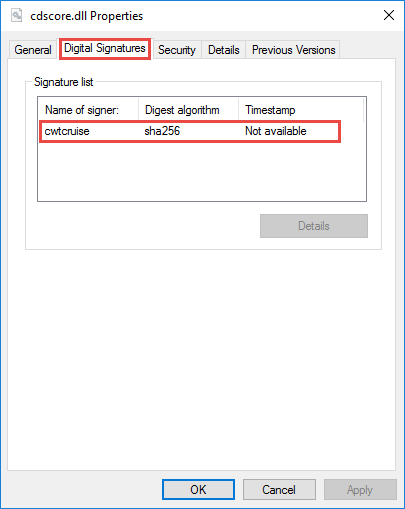 Signature of a file signed with SHA256