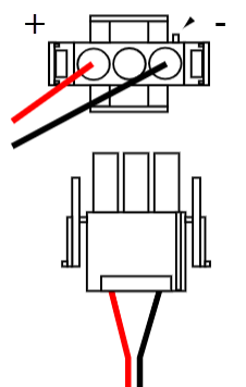 Note the little pin on the negative (black) wire
