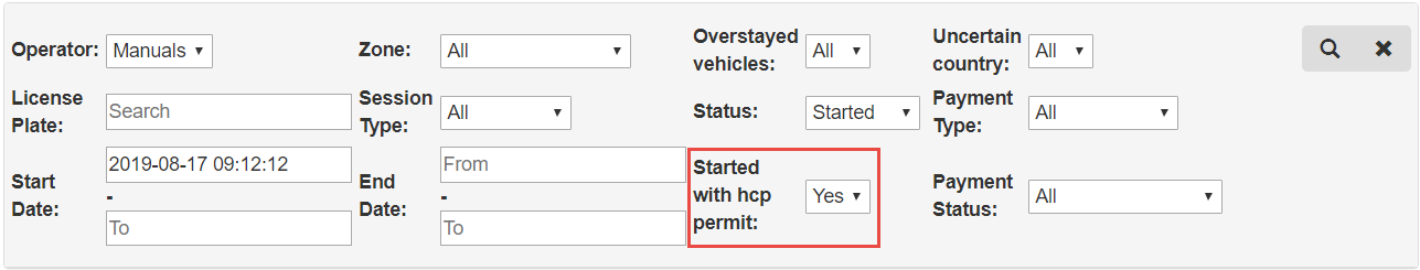Figure 19: Ongoing parking sessions with permit