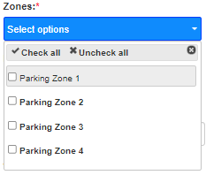 Zones selector