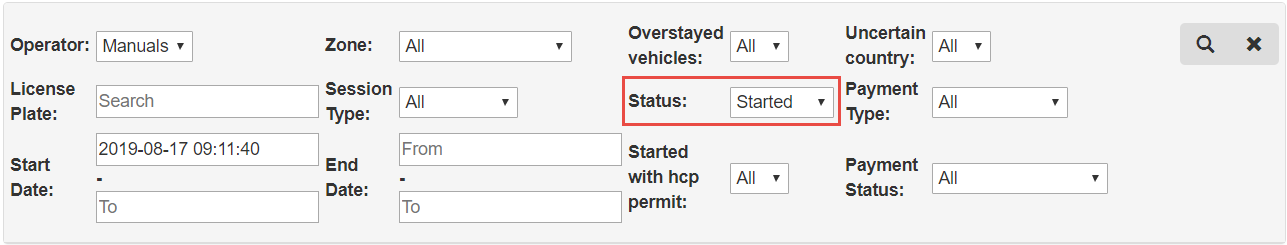 Figure 18: Ongoing parking sessions