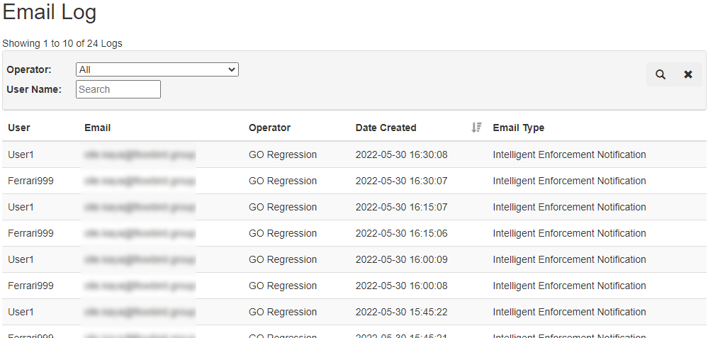 Email Log