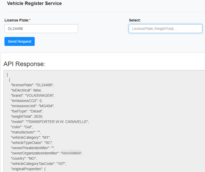 VRS search page