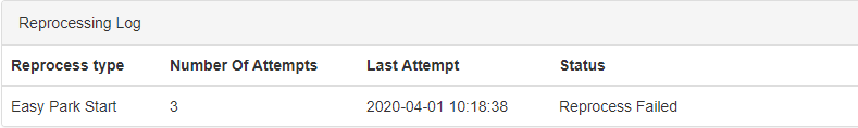reprocessing log parking session