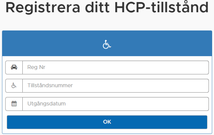 registrera HCP tillstånd