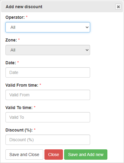 Add Tariff Discount