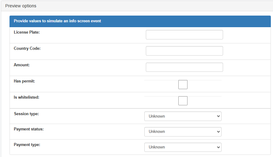 Occupancy infoscreen preview settings