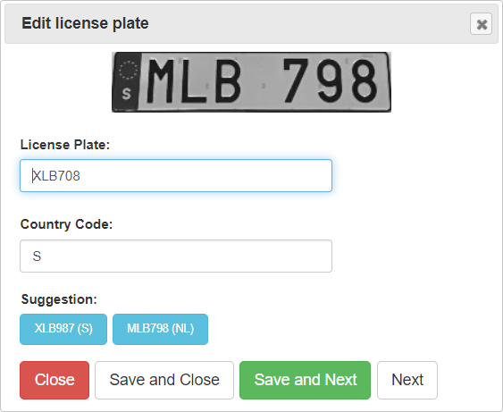 Figure 13: Edit License Plate pop-up