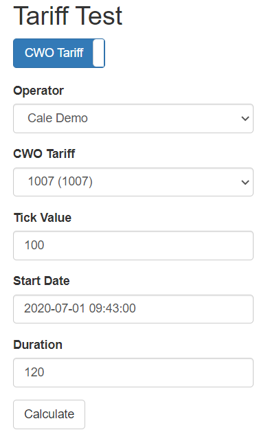Tariff Test CWO
