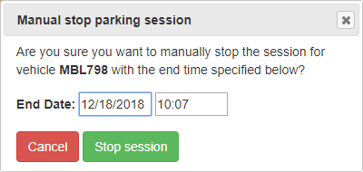 Manual Stop Parking Session