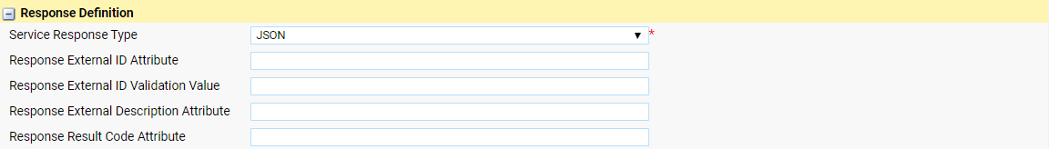 Figure 9, Create a Service Provider - step 3 - Response definition JSON