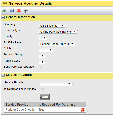 Parking codes provider