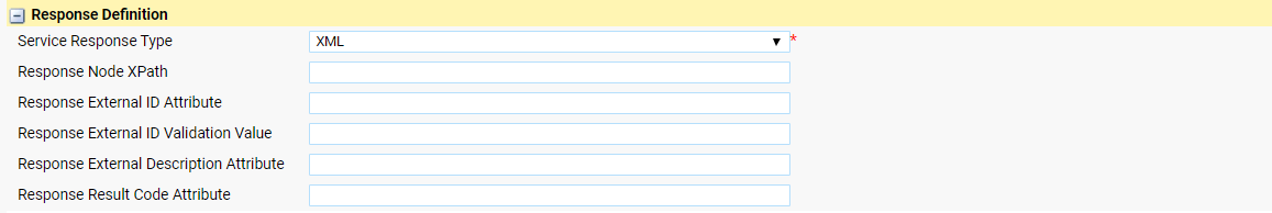 Figure 14, Create a Service Provider - step 3 - Response definition XML
