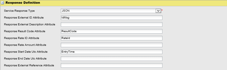 Figure 8, Create a Service Provider - step 3 - REST Response definition JSON Example