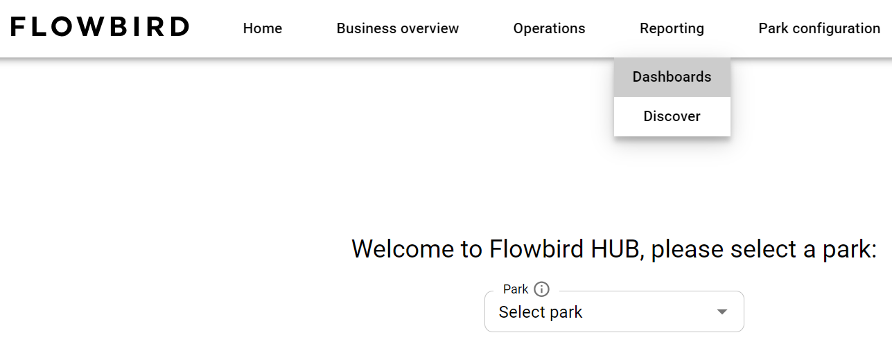 Reporting dashboard selector