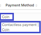 Export tab Payment methods