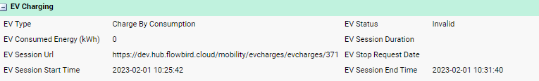 Transaction details EV charging
